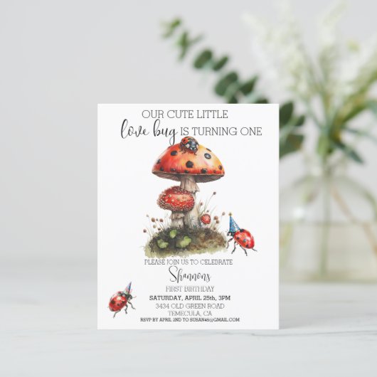 Papier Amour Bug Ladybug fête d'anniversaire (Debout devant)