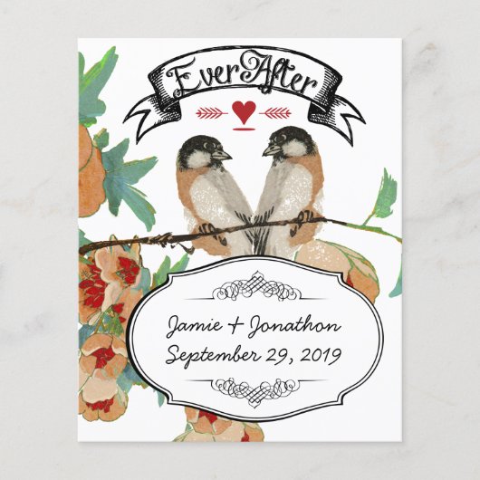 Papier Amour d'oiseau de cerisier en fleurs vintage pêche (Devant)