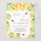 Papier Amour en fleurs abeilles jaunes Invitation de la d (Devant)