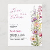 Papier Amour en fleurs rose fleurie invitation à la douch (Devant)