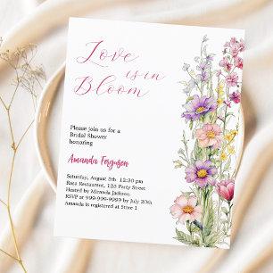 Papier Amour en fleurs rose fleurie invitation à la douch