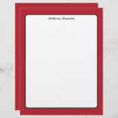 Papier Amour papillon | Bordure rouge couleur solide 5 (Devant / Derrière)