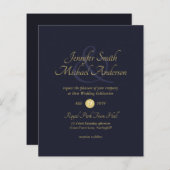 Papier Ampersand Mariage bleu foncé or simple (Devant / Derrière)