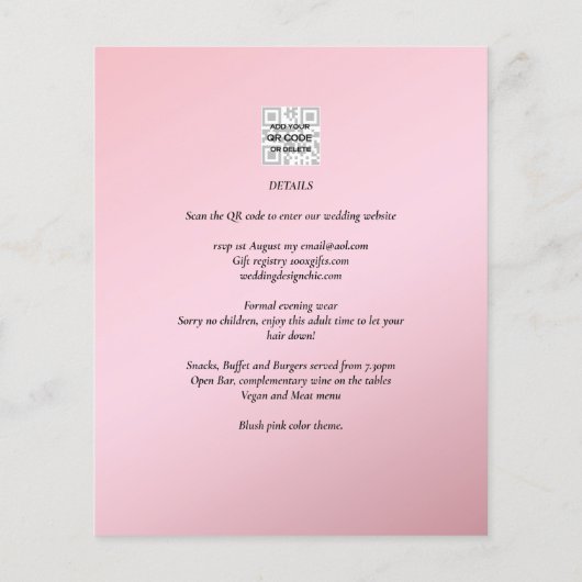 Papier Ampersand Mariage moderne Inviter QR Code RSVP (Dos)