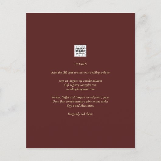 Papier Ampersand Mariage moderne Inviter QR Code RSVP (Dos)