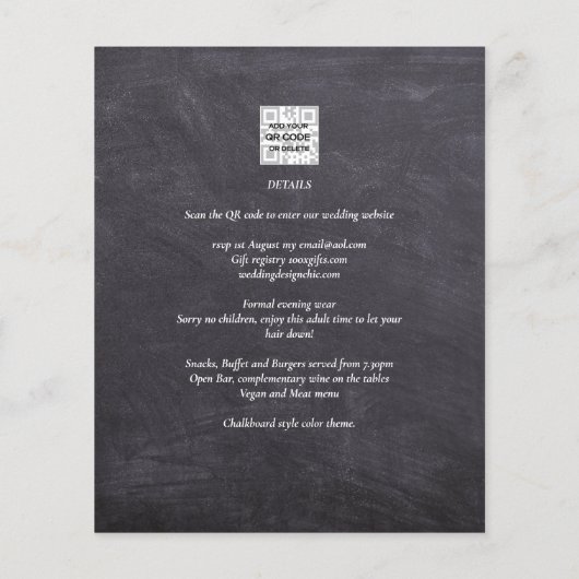 Papier Ampersand Mariage moderne Inviter QR Code RSVP (Dos)
