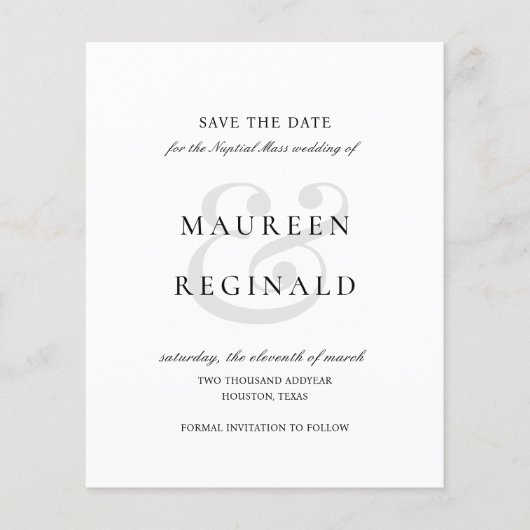 Papier Ampersand Photo Budget Mariage Enregistrer la date (Devant)