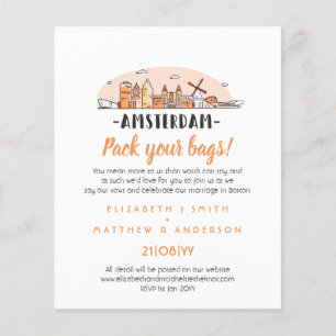 Papier AMSTERDAM Mariage dessiné Skyline Invitation moder