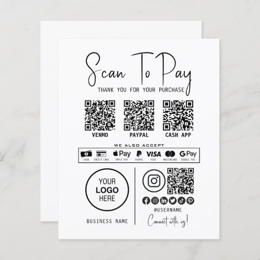 Papier Analyser Pour Payer Entreprise Qr Code Paiement Mo (Devant / Derrière)