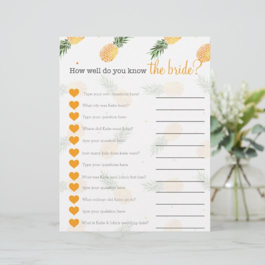 Papier Ananas Connaissez-vous bien le jeu de la mariée ? (Debout devant)