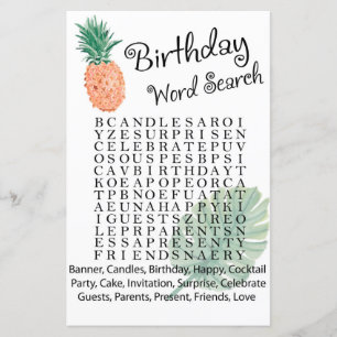 Papier ananas jeu de recherche de mots pour l'anniversair