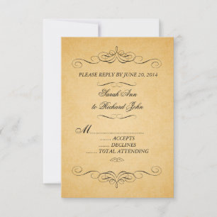 Papier ancien Faire-part de mariage en damas vinta
