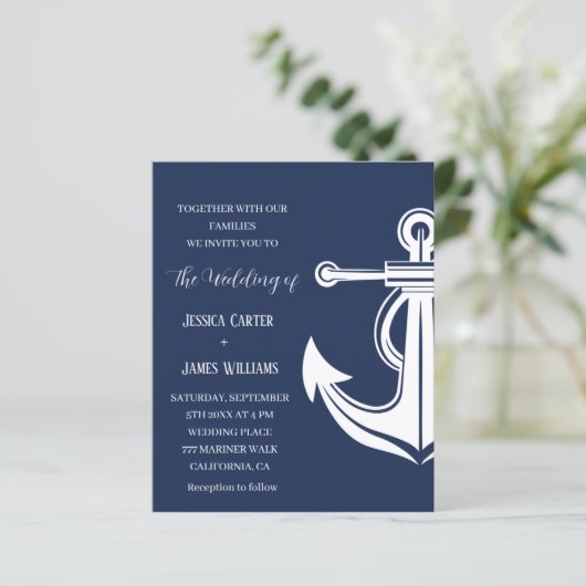 Papier Ancre Bleu Marine Nautilus Mariage Plage Bateau (Debout devant)