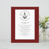 Papier Ancre florale Mariage nautique Maroon Red Programm (Debout devant)