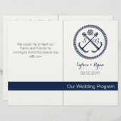 Papier Ancre Monogrammes, mariage nautique bifold program (Devant / Derrière)