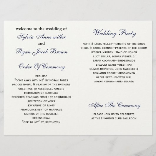 Papier Ancre Monogrammes, mariage nautique bifold program (Dos)