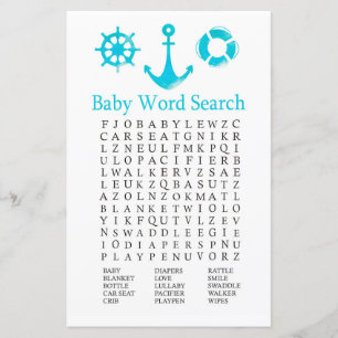 Papier Ancre nautique Baby shower Word de recherche Jeu