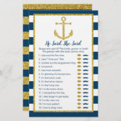 Papier Ancre Nautique Il A Dit Qu'Elle A Dit Jeu De Maria (Devant / Derrière)