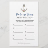 Papier Ancre "Où étaient-ils" Jeu de douche nuptiale (Devant)