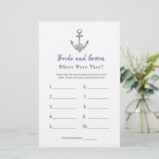 Papier Ancre "Où étaient-ils" Jeu de douche nuptiale (Debout devant)