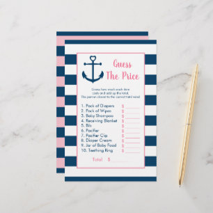 Papier Ancre Rose Navy Devine Le Jeu De Douche Prix