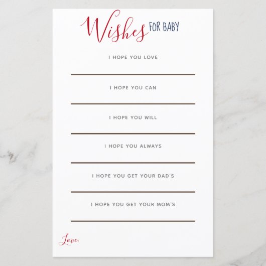 Papier Ancre Rouge Bleu Bleu Nautique Voeux pour bébé (Devant)