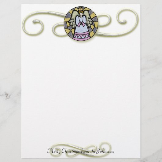 Papier Ange de Noël à l'aspect vitrail à l'ancienne (Devant)