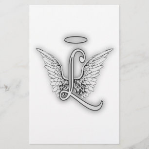 Papier Angel Alphabet L LETTRE INITIALE AILES Halo