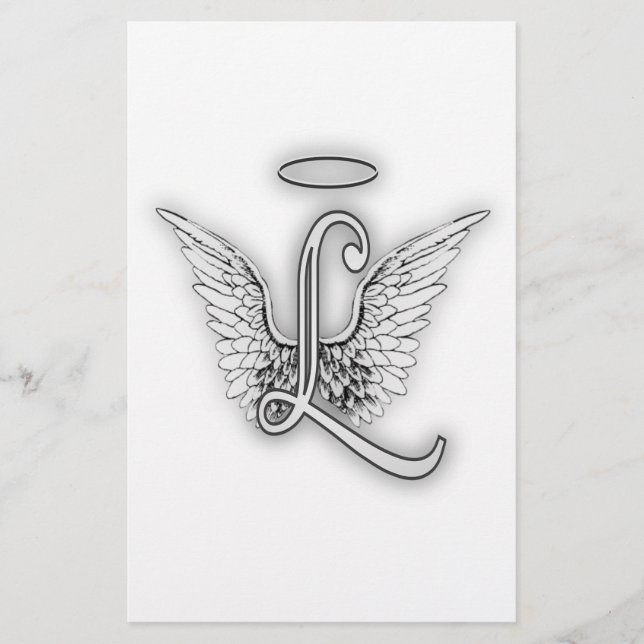 Papier Angel Alphabet L LETTRE INITIALE AILES Halo (Devant)