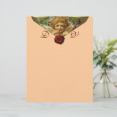 Papier ANGEL HEART WAX SEAL Monogramme rose (Debout devant)