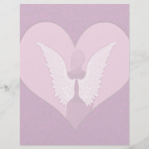 Papier Anges roses avec coeur