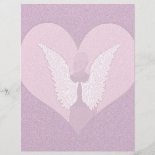 Papier Anges roses avec coeur (Devant)