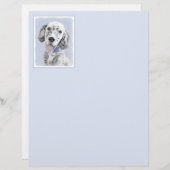 Papier Anglais Setter Blue Belton Peinture Chien Art (Devant / Derrière)