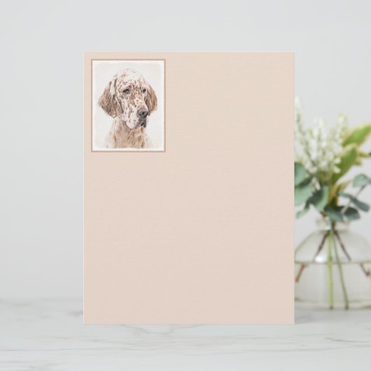 Papier Anglais Setter Orange Belton Peinture Chien Art (Debout devant)