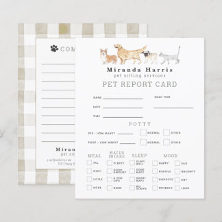 Papier Animals Pet Sitter Dog Walker Pet Report Card