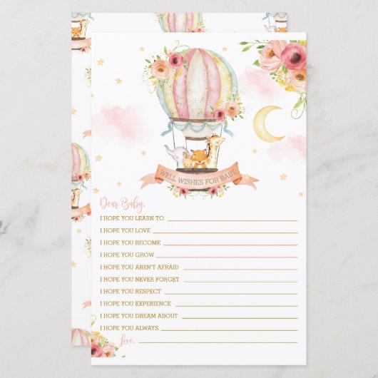 Papier Animaux à bulles d'air chaud désirant un message p (Devant / Derrière)