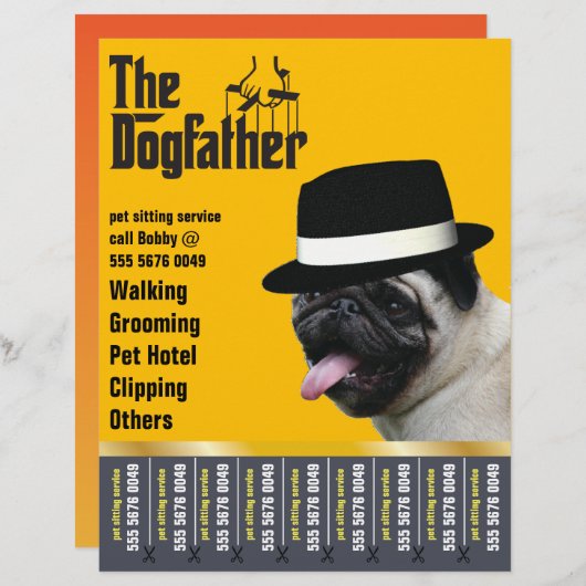 Papier Animaux assis 🐾 Dogfather Chien Walker Fiable (Devant / Derrière)