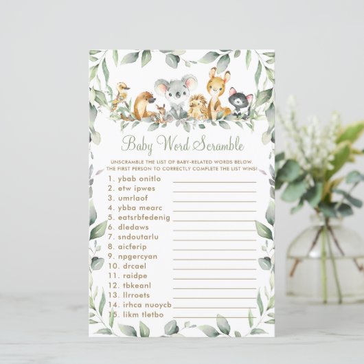 Papier Animaux australiens Verdure Baby Word Scrambule (Debout devant)