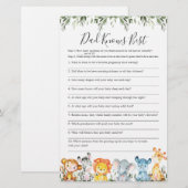 Papier Animaux Baby shower Papa connaît le meilleur jeu (Devant / Derrière)