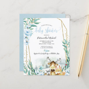 Papier Animaux de bois Baby shower Invitations budgétaire