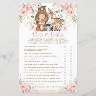 Papier Animaux de bois rose Floral au-dessus ou au-dessou