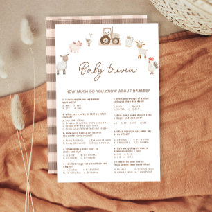 Papier Animaux de ferme Barnyard Baby shower Trivia Jeu