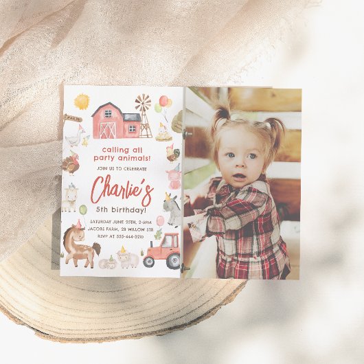 Papier Animaux de ferme Budget Photo Anniversaire Invitat