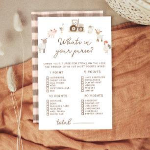 Papier Animaux de ferme Ce qui dans votre sac de Baby sho