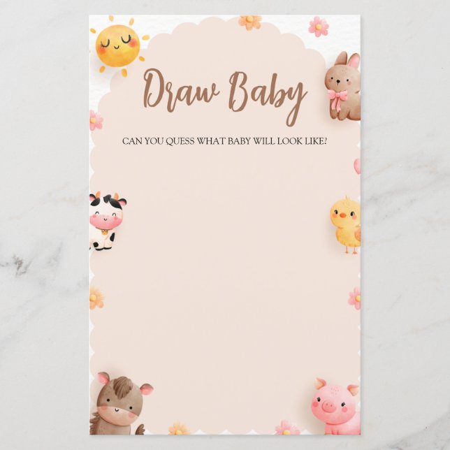 Papier Animaux de ferme Dessiner le jeu pour bébés (Devant)
