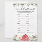 Papier Animaux de ferme Nom du Baby shower Les animaux de (Devant / Derrière)
