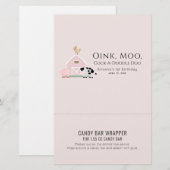 Papier Animaux de ferme rose Anniversaire Barre de bonbon (Devant / Derrière)