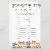 Papier Animaux de forêt Nom du Baby shower Les animaux de (Devant / Derrière)