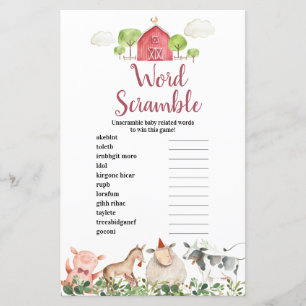 Papier Animaux de la ferme Jeu de lettres mélées