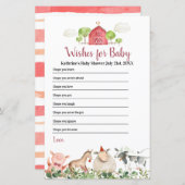 Papier Animaux de la ferme Vœux de la cour pour bébé (Devant / Derrière)